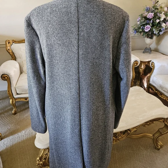 Grey Herringbone Men’s Wool CoatItalian Fabric by Mario Bellucci